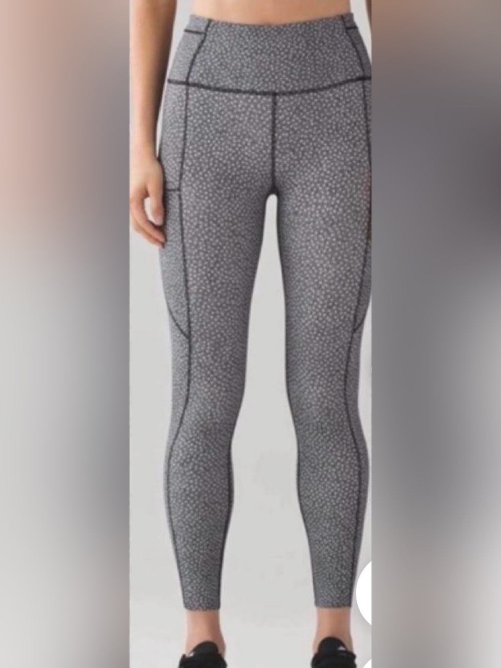 LuLuLemon High-Waist Grey, Black and White Printed Run Free  Leggings